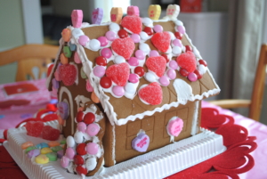 Gingerbread house for Valentine's Day