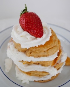 whipped cream and strawberry shortcake pancake