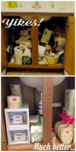 Before and After Under the Sink Organization