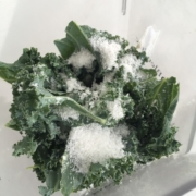 Kale smoothie with coconut flakes