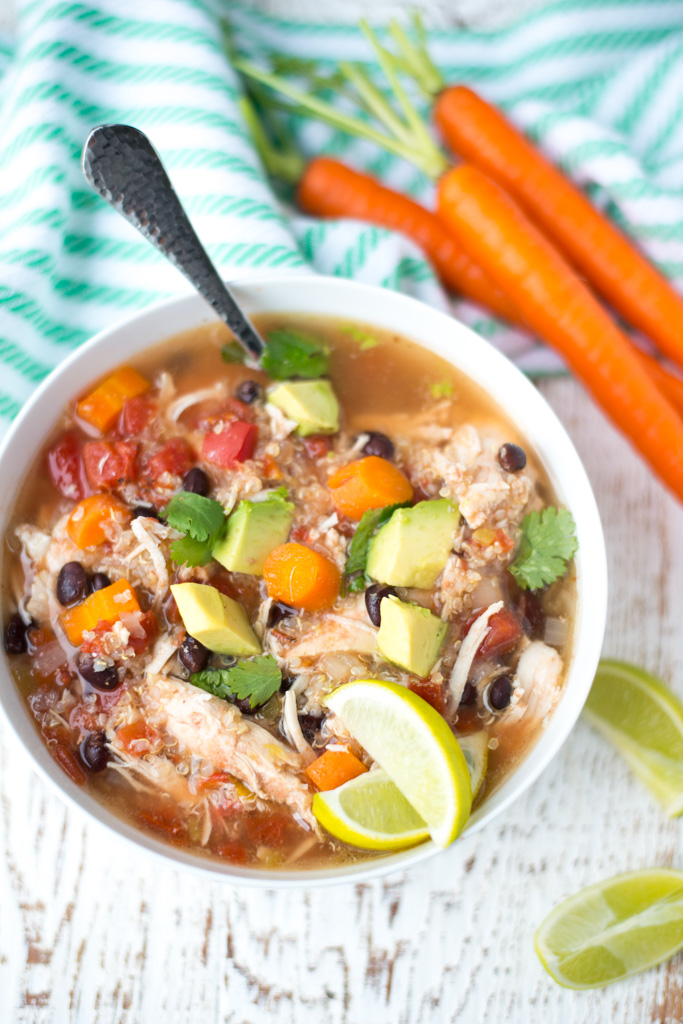 Love this easy to prepare Slow Cooker Chicken Black Bean and Quinoa Stew. It's healthy and was a hit with everyone in our family. Great dinner recipe!