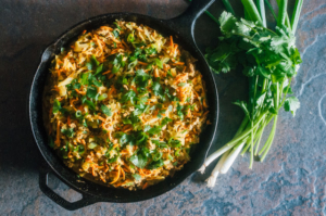 allergy season meal plan turmeric pork skillet