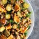 roasted sweet potatoes brussel sprout autumn paleo meal