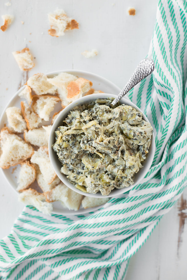 spinach artichoke dairy free recipe for healthy superbowl sunday