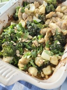 Sheet Pan Peanut Chicken and Broccoli